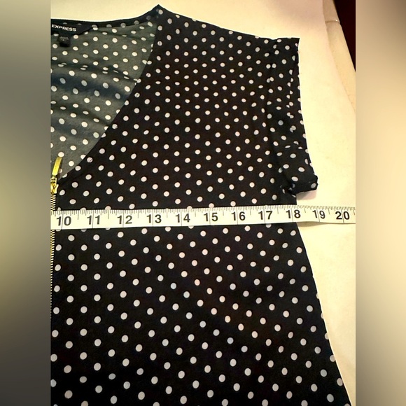 Brand: Express, size: S, silk blouse, color: black with white polka dots. - Picture 3 of 11